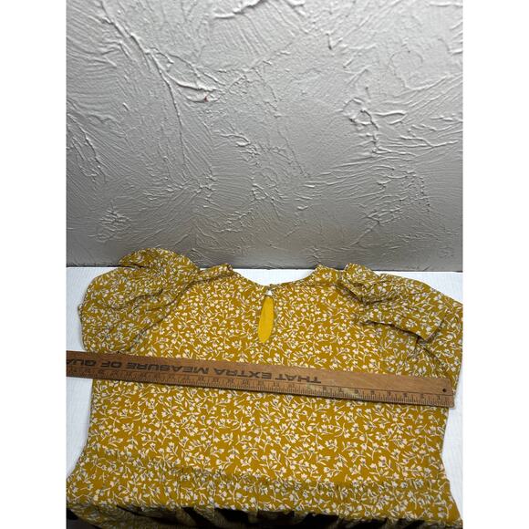 Ellos Dress Womens Peasant Long Sleeve Floral Boho Mustard Hi-Low Hem Size‎ 16 - Picture 5 of 5